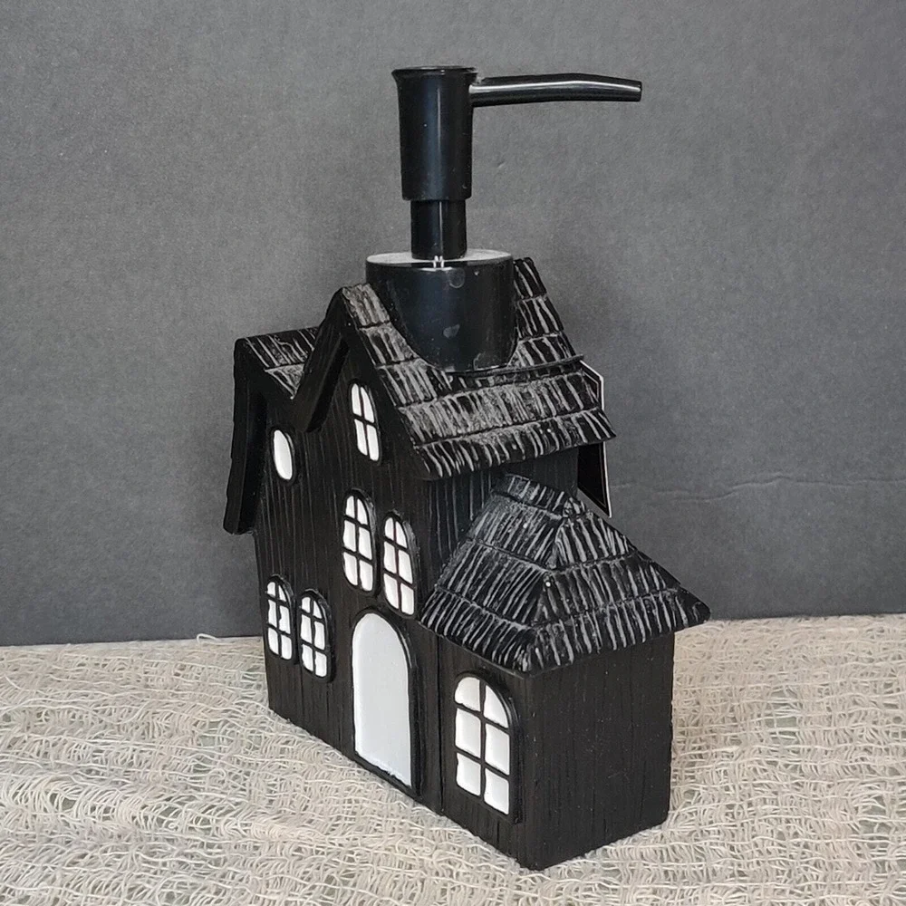Avanti Black Spooky Haunted House Mansion Halloween‎ Soap Pump Dispenser